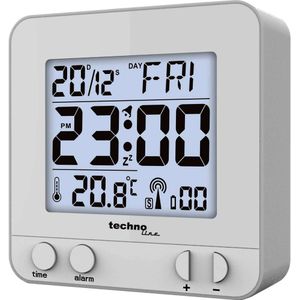 Techno Line WT235 si Wekker Zendergestuurd Zilver Alarmtijden 1