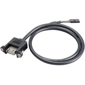 Akasa USB-kabel USB 2.0 Shrouded header 4-polig, USB-A bus 0.60 m Zwart Schroefbaar, Vergulde steekcontacten, UL gecertificeerd AK-CBUB06-60BK