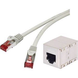 Renkforce RF-3829252 RJ45 Netwerkkabel, patchkabel CAT 6A S/FTP 0.50 m Grijs Snagless, Vlambestendig 1 stuk(s)