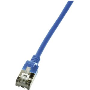 LogiLink CQ9036S RJ45 Netwerkkabel, patchkabel CAT 6A U/FTP 1.00 m Blauw Extreem dun, Vlambestendig, Flexibel, Folie afscherming, Halogeenvrij, Snagless,