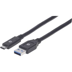 Manhattan USB-kabel USB 3.2 Gen1 (USB 3.0 / USB 3.1 Gen1) USB-A stekker, USB-C stekker 3.00 m Zwart 354981