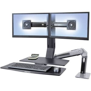 Ergotron WorkFit-A Monitor-tafelbeugel 2-voudig 25,4 cm (10) - 61,0 cm (24) Zwart, Aluminium (gepolijst) In hoogte verstelbaar, Toetsenbordhouder, Kantelbaar,