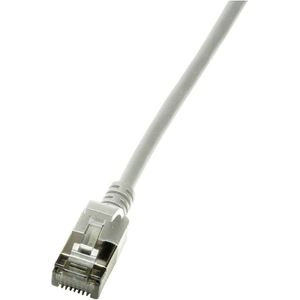 LogiLink CQ9032S RJ45 Netwerkkabel, patchkabel CAT 6A U/FTP 1.00 m Grijs Extreem dun, Vlambestendig, Flexibel, Folie afscherming, Halogeenvrij, Snagless,