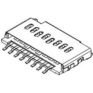 Molex 105162-0001 Kaartlezer Totaal aantal polen: 8 Rastermaat: 1.1 mm Inhoud: 1 stuk(s) Tape on Mini reel