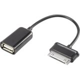 Renkforce USB-kabel USB 2.0 Samsung stekker 30-pins, USB-A bus 0.10 m Zwart Met OTG-functie, Vergulde steekcontacten RF-4080786
