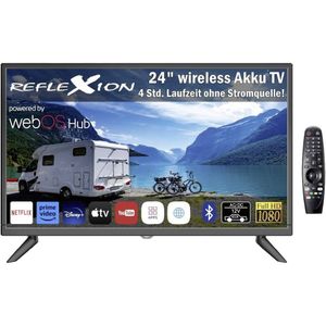 Reflexion LCD-TV Draagbare TV 60 cm 24 inch Energielabel E (A - G) CI+*, DVB-S, DVB-T, DVB-C, Smart TV, WiFi, Ingebouwde accu Zwart