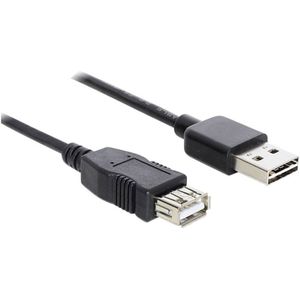 Delock USB-kabel USB 2.0 USB-A stekker, USB-A bus 3.00 m Zwart Stekker past op beide manieren, Vergulde steekcontacten, UL gecertificeerd 83372