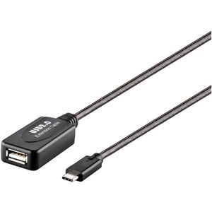 Renkforce USB-kabel USB 2.0 USB-C stekker, USB-A bus 10.00 m Zwart Actief met signaalversterking, Vergulde steekcontacten RF-5067256
