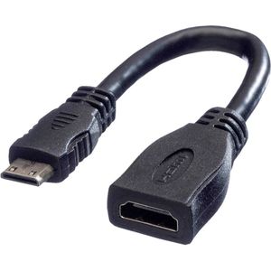 VALUE Monitorkabel HDMI High Speed met Ethernet, HDMI Female - Mini HDMI Male, 0,15 m