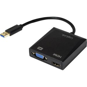 LogiLink kabeladapters/verloopstukjes Adapter USB3.0 to VGA/HDMI