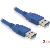 Delock USB-kabel USB 3.2 Gen1 (USB 3.0 / USB 3.1 Gen1) USB-A stekker, USB-A stekker 3.00 m Blauw Vergulde steekcontacten 82536