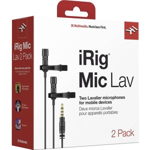 IK Multimedia iRig Mic Lav 2 Smartphone microfoon Dasspeld Zendmethode:Kabelgebonden Incl. klem, Incl. tas, Incl. windkap Jackplug Kabelgebonden