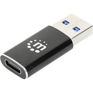 Manhattan 153980 tussenstuk voor kabels USB A USB C Zwart