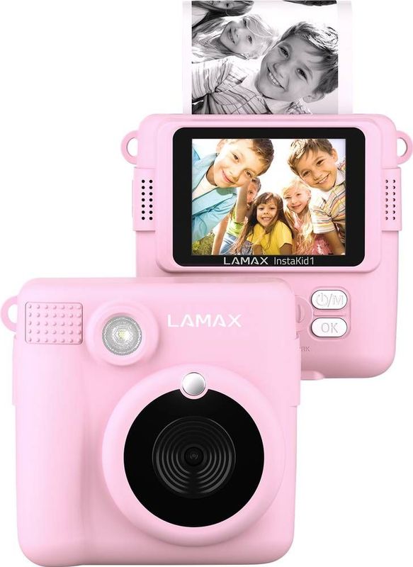 Lamax InstaKid1 Polaroidcamera Pink Geïntegreerde accu, Met ingebouwde flitser, Full-HD video-opname, Spatwaterdicht
