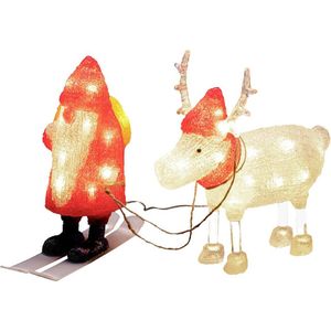 Konstsmide 6239-103 Acryl figuur Energielabel: G (A - G) Kerstman, Rendier Warmwit LED Rood, Wit