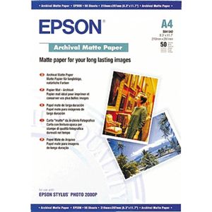 Epson Archival Matte Paper C13S041342 Fotopapier DIN A4 192 g/m² 50 vellen Mat