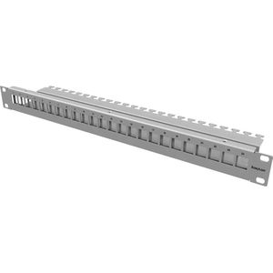 Distributiepaneel - 19" 1HE - Staalplaat Gepoedercoat RAL 7035 - Voor 24 Keystone-modules
