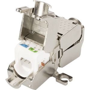 Digitus RJ45-koppeling Netwerk Adapter CAT 6A, Zonder connectoren [1x LSA, Snijklem, Snelaansluiting - 1x LSA, Snijklem, Snelaansluiting] Zilver, Staal