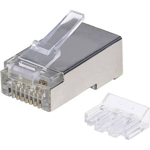 Intellinet Intellinet verpakking van 70 stuks Cat6A modulaire RJ45-stekkers Pro Line STP 3-voudige klem voor gevlochten en massieve draad 70 stekkers in pot 50