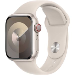 Apple Watch Series 9 GPS + Cellular 41 mm Aluminium kast Sportband Starlight S/M