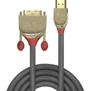 LINDY 36198 HDMI-kabel HDMI / DVI Adapterkabel HDMI-A-stekker, DVI-D 18+1-polige stekker 10.00 m Grijs