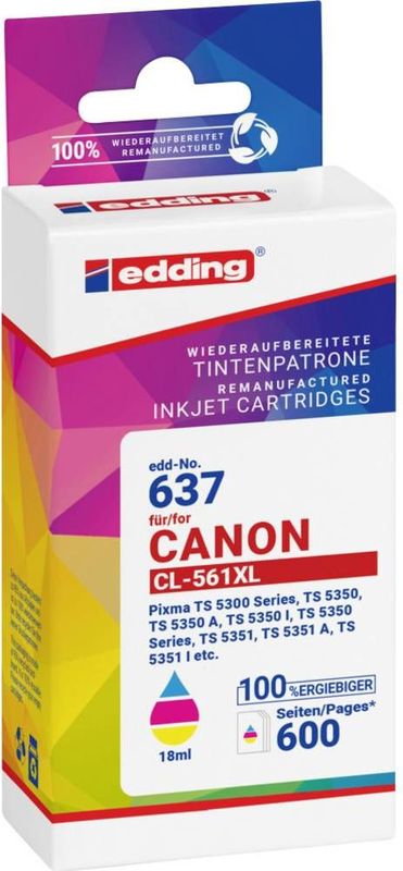 Edding Inktcartridge vervangt Canon CL-561XL Compatibel Combipack Cyaan, Magenta, Geel EDD-637 18-637