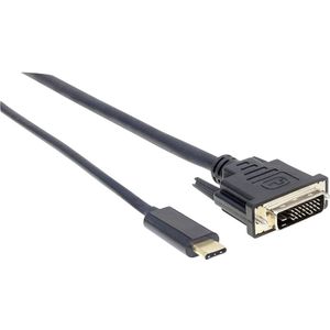Manhattan 152457 USB-C-displaykabel USB-C / DVI Adapterkabel USB-C stekker, DVI-D 24+1-polige stekker 2.00 m Zwart