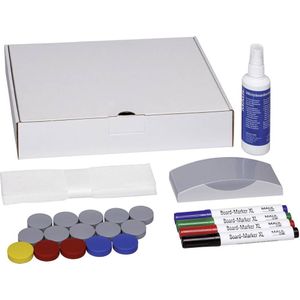 Maul Whiteboard accessoireset 6385909 Zwart Doos incl. 4 whiteboardmarkers, wisser, reiniger, 15 magneten (rond, 32 mm)