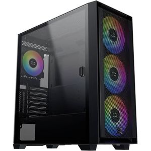 Xigmatek Anubis Pro 4FX Midi-tower PC-behuizing Zwart 4 voorgeïnstalleerde ventilators, Zijvenster