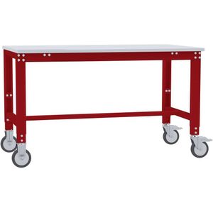 Manuflex AU7411.3003 Werktafel universele speciale mobiel met melamine schijf, bxdxh = 2000 x 800 x 752-972 mm Robijn-rood