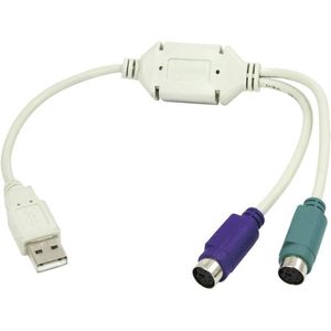 LogiLink USB 1.1 Aansluitkabel [1x USB 1.1 stekker A - 2x PS/2-bus] AU0004A 15.00 cm