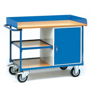 Fetra 2435 Tafel en kabinetwagen Staal Poedercoating Laadvermogen (max.): 400 kg Stralend blauw (RAL 5007)