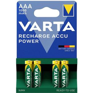 Varta RECH.AC.Power AAA1000mAh BLI4 Oplaadbare AAA batterij (potlood) NiMH 1000 mAh 1.2 V 4 stuk(s)