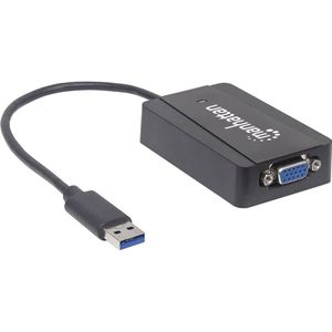 Manhattan 152303 USB 3.2 Gen 1 (USB 3.0) / VGA Adapter [1x USB 3.2 Gen 1 stekker A (USB 3.0) - 1x VGA-bus] Zwart 0.26 m
