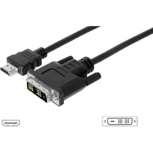 Digitus AK-330300-100-S HDMI-kabel HDMI / DVI Adapterkabel HDMI-A-stekker, DVI-D 18+1-polige stekker 10.00 m Zwart Schroefbaar