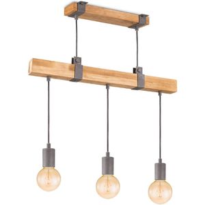 Home sweet home hanglamp Denton 3L - hout / burned metal