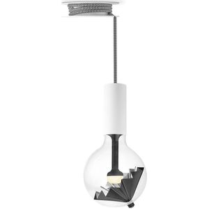 Move Me hanglamp Pulley - wit / Umbrella 5,5W - zwart zilver