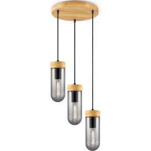 Home sweet home hanglamp Capri 3L rond klein - hout/glas