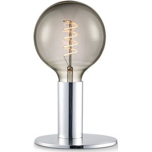 Moderne tafellamp Side - chroom - 16/16/12cm - bedlampje - geschikt voor E27 LED lichtbron - met snoerschakelaar - geschikt voor woonkamer, slaapkamer en thuiskantoor