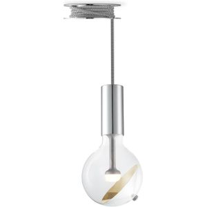 Move Me hanglamp Pulley - grijs / Cone 5,5W - zilver goud