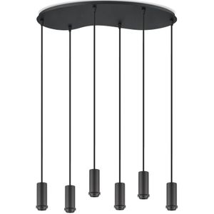 Metaal kroonluchter - Industrie hanglamp - Zwart - Met 6 pcs lampvoeten - Ontworpen voor Eetkamer en Slaapkamer - 60 x 25.8 x 117.5cm - set met E27 Lamphouder - voor Lampenkap met Doorsnede max 15cm - Gloeilamp Niet Inbegrepen