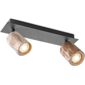 Home sweet home LED opbouwspot Wood 2L - zwart