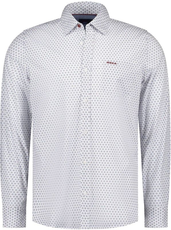 NZA - Witte - Katoenen Stretch Overhemd - Lange Mouwen - Regular Fit