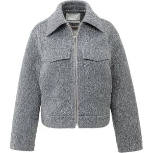 Yaya - Short Oversized Boucle Jacket - Grijs - Dames