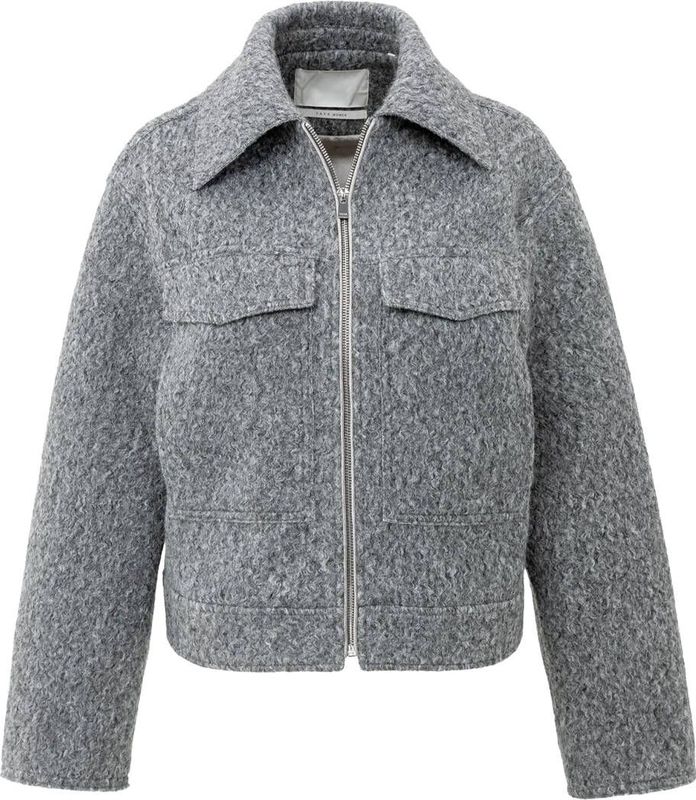 Yaya - Short Oversized Boucle Jacket - Grijs - Dames
