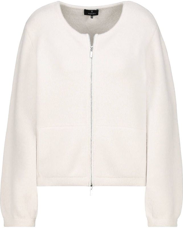 monari - Gebreid Vest - Ecru - Lange Mouw - Normale Pasvorm