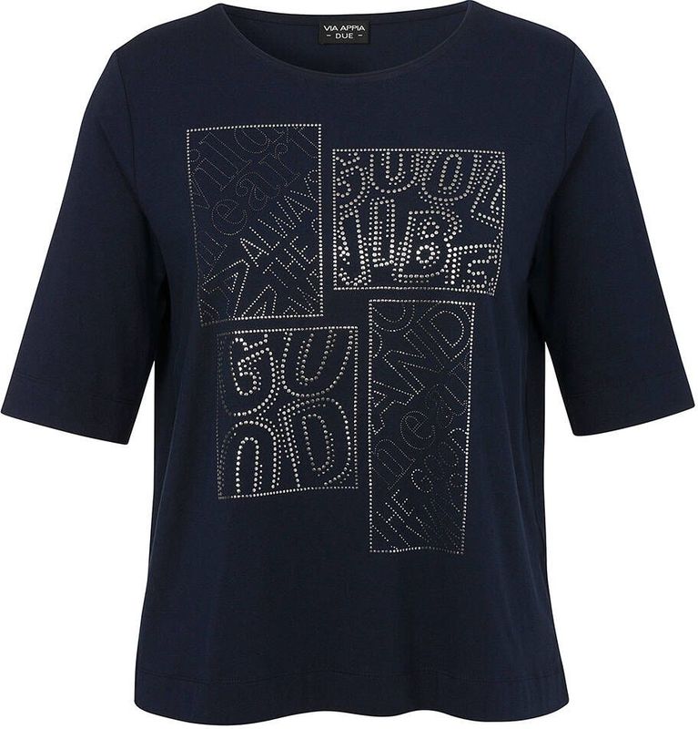 Via Appia Due - T-shirt - Ronde Hals - Motief - Katoen/Modal/Elastaan