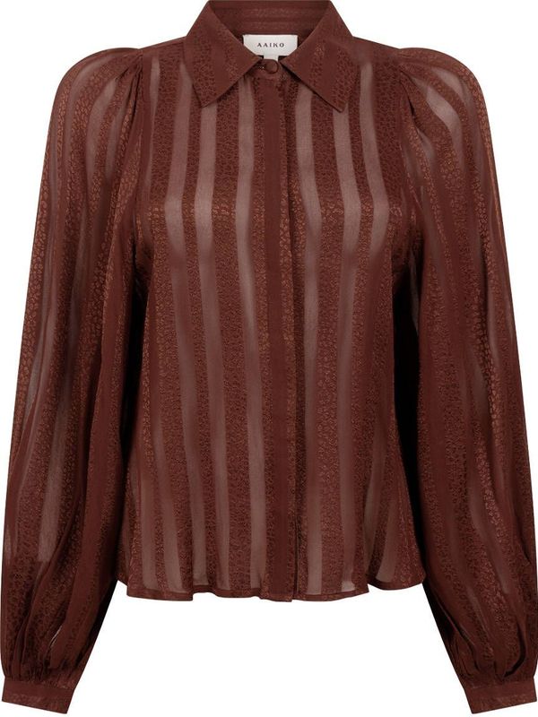 Rose - Blouse - Spicy Chocolate - Transparant Ontwerp - Pofmouwen