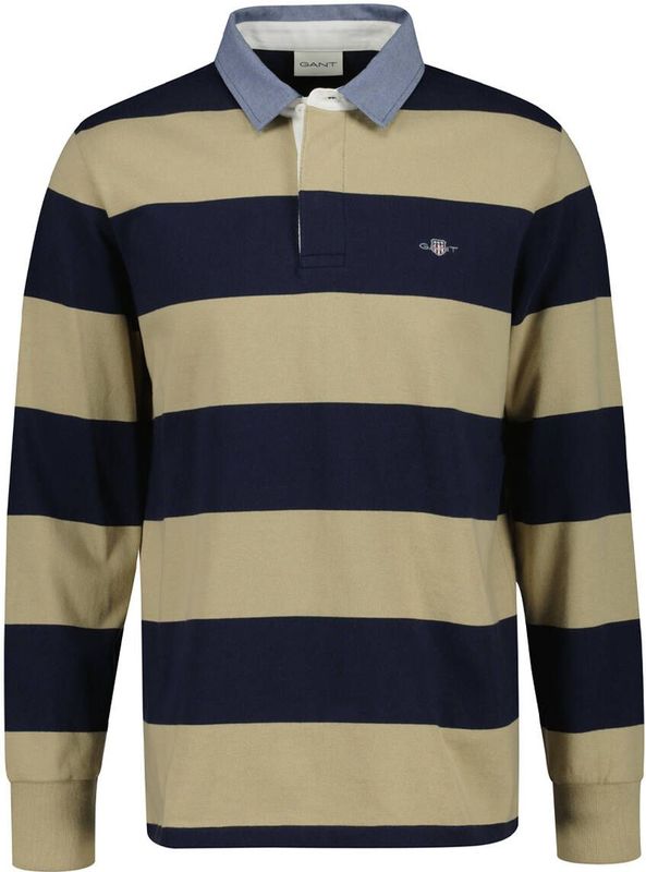 Gant - Gestreept Poloshirt - Beige - Heren - Lange Mouwen