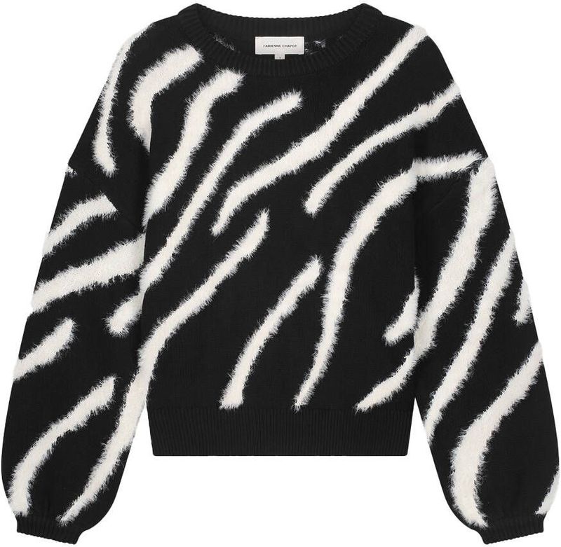 Fabienne Chapot - Trui - Zwart/Wit - Dierenprint - Lange Mouw